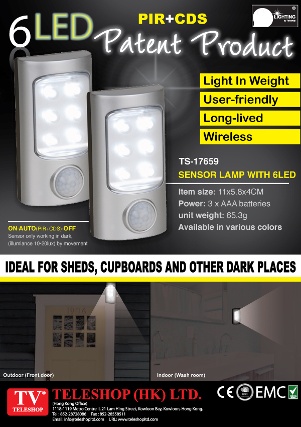 6 LED PIR + CDS Sensor Lamp